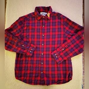 Disney Cakeworthy ONWARD Men's Red Plaid Casual Button Down Shirt